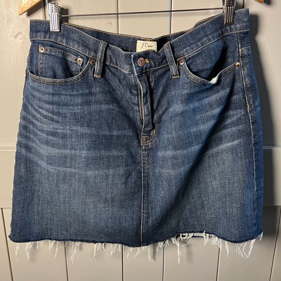 J. Crew‎ Denim Raw Edge Hem Mini Skirt Size 32 - Picture 3 of 6